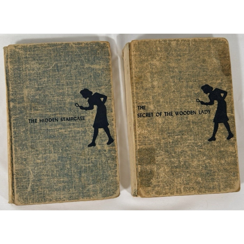 Grosset & Dunlap Nancy Drew Book Lot 2 Blue Tweed Hardcover Vintage Mystery Set